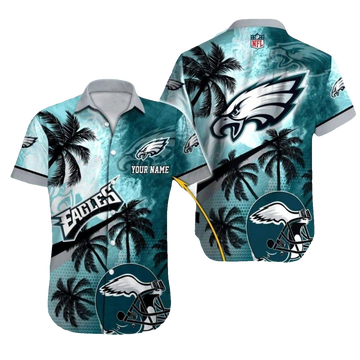 Philadelphia Eagles Palm Trees And Helmet Hawaiian Shirt - Moonbestprint