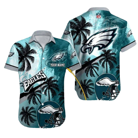 Philadelphia Eagles Palm Trees And Helmet Hawaiian Shirt - Moonbestprint