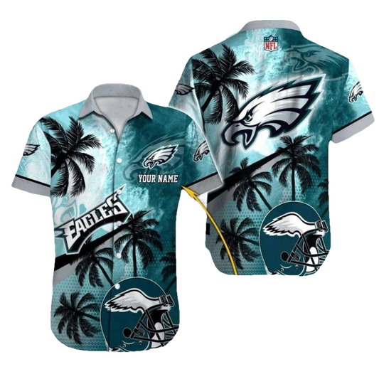 Philadelphia Eagles Palm Trees And Helmet Hawaiian Shirt - Moonbestprint