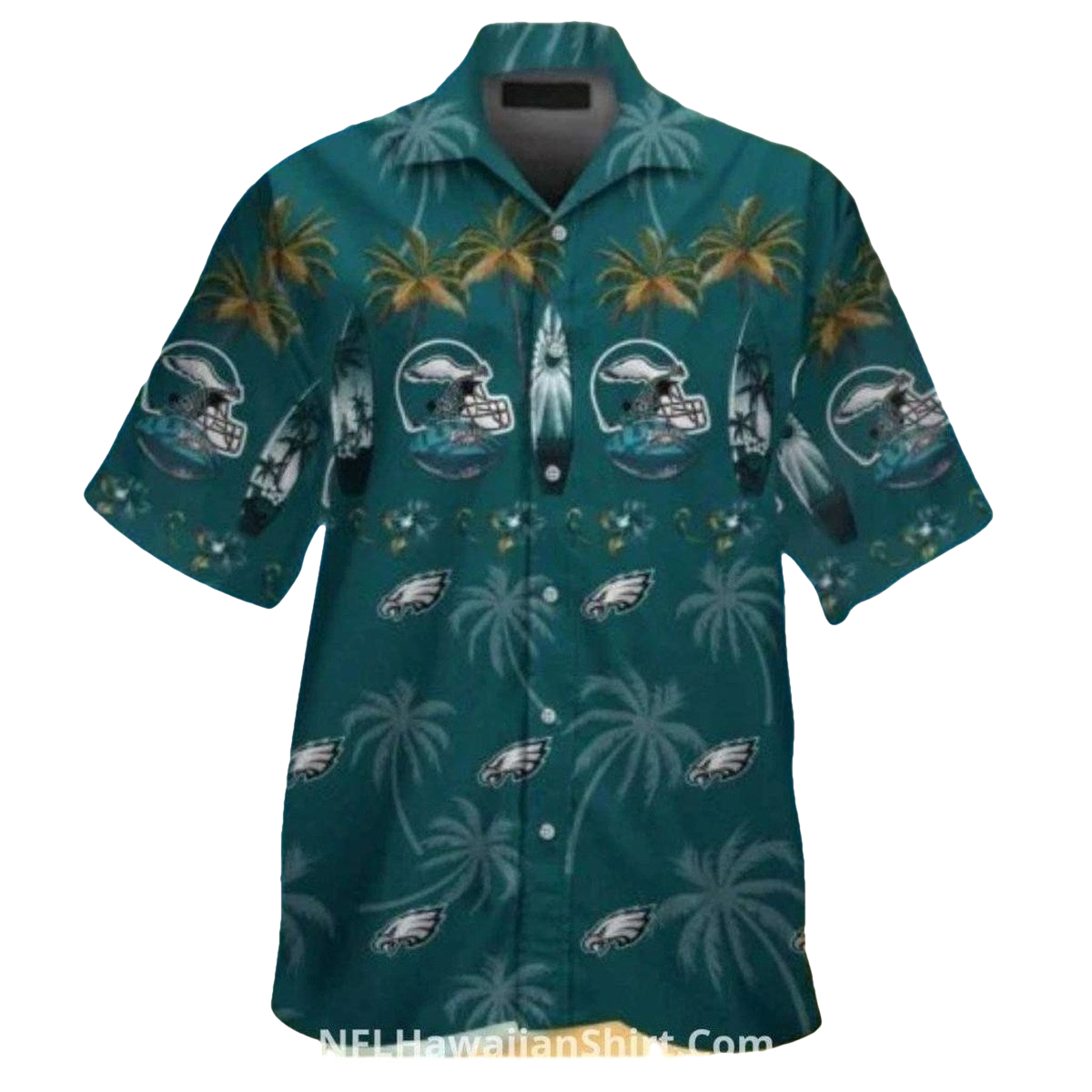 Philadelphia Eagles Palm Tree And Helmet Hawaiian Shirt - Moonbestprint
