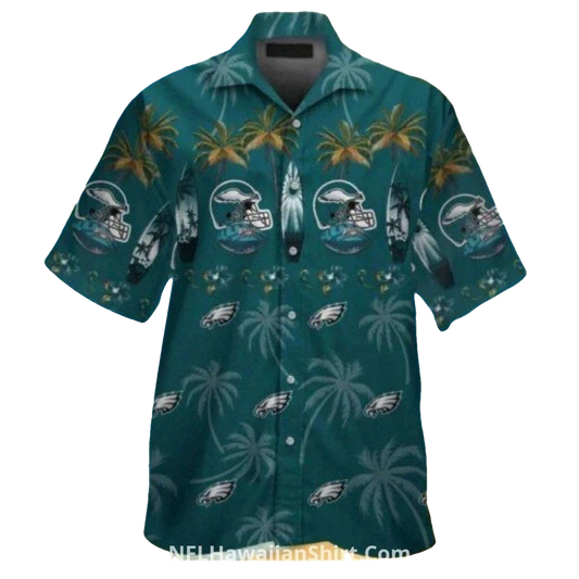 Philadelphia Eagles Palm Tree And Helmet Hawaiian Shirt - Moonbestprint