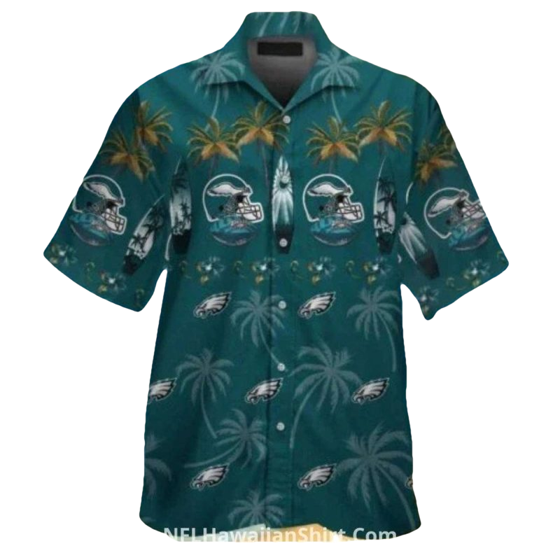 Philadelphia Eagles Palm Tree And Helmet Hawaiian Shirt - Moonbestprint