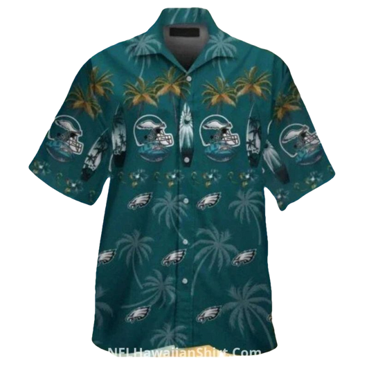 Philadelphia Eagles Palm Tree And Helmet Hawaiian Shirt - Moonbestprint