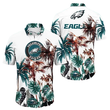 Philadelphia Eagles Palm Tree White Aloha Hawaiian Shirt - Moonbestprint