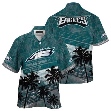 Philadelphia Eagles Palm Shadows Beachside Coconut Hawaiian Shirt - Moonbestprint