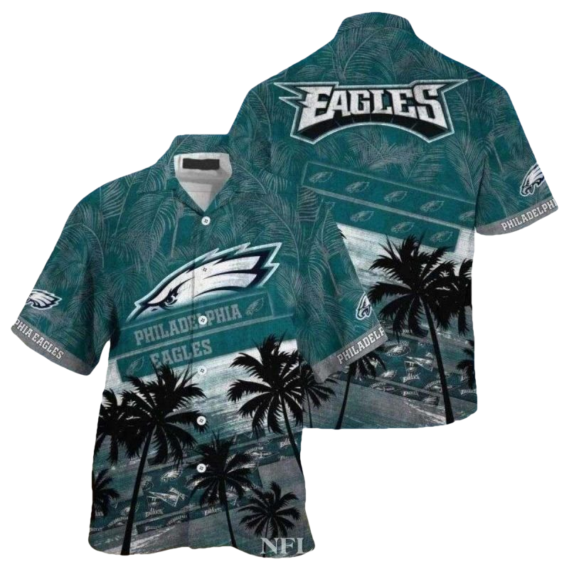 Philadelphia Eagles Palm Shadows Beachside Coconut Hawaiian Shirt - Moonbestprint