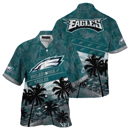Philadelphia Eagles Palm Shadows Beachside Coconut Hawaiian Shirt - Moonbestprint