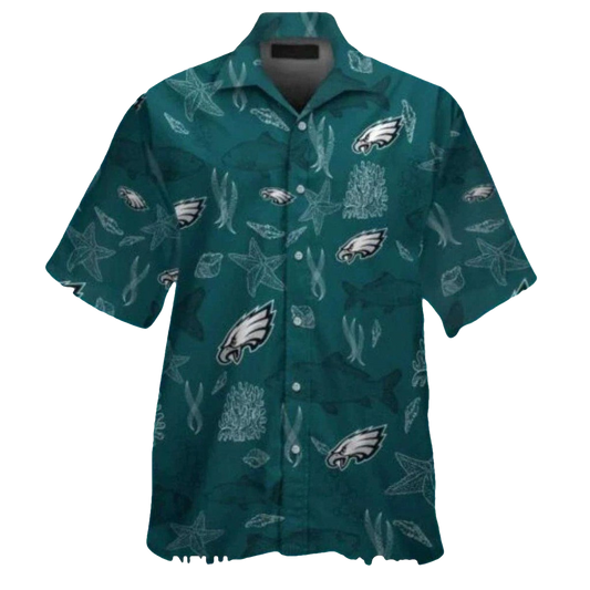 Philadelphia Eagles Ocean Coral Hawaiian Shirt - Moonbestprint