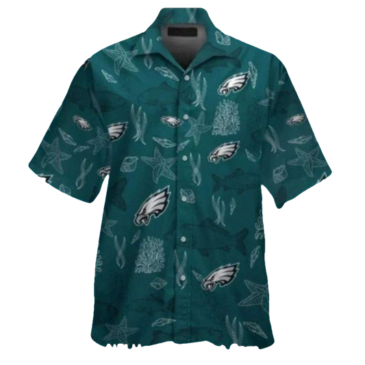 Philadelphia Eagles Ocean Coral Hawaiian Shirt - Moonbestprint