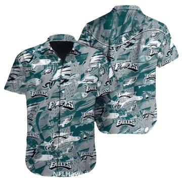Philadelphia Eagles Ocean Fish And Wave Hawaiian Shirt - Moonbestprint