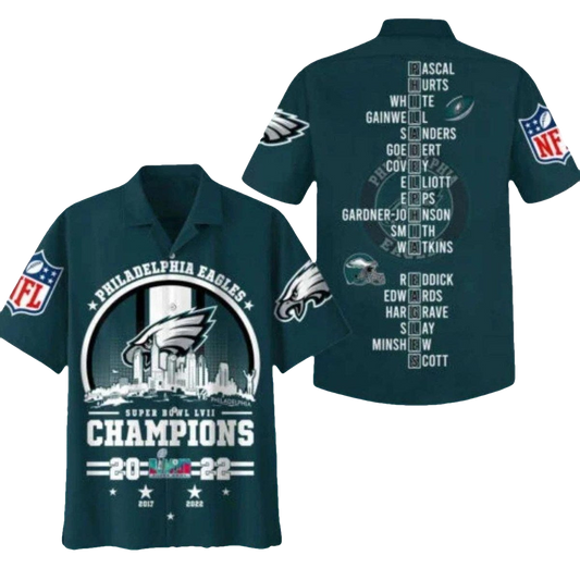 Philadelphia Eagles Name Players Hawaiian Shirt - Moonbestprint