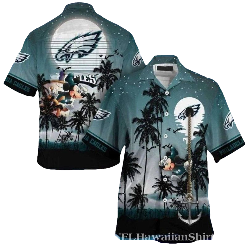 Philadelphia Eagles Moonlight Mickey Tropics Hawaiian Shirt - Moonbestprint
