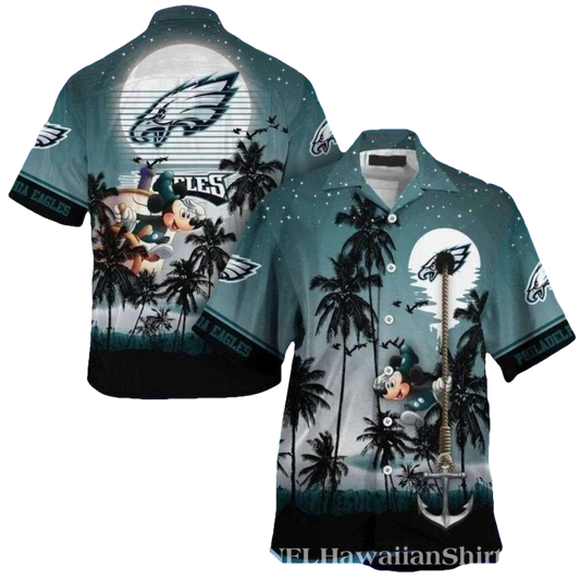 Philadelphia Eagles Moonlight Mickey Tropics Hawaiian Shirt - Moonbestprint