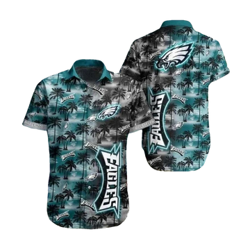 Philadelphia Eagles Midnight Palm Tree Silhouette Hawaiian Shirt - Moonbestprint