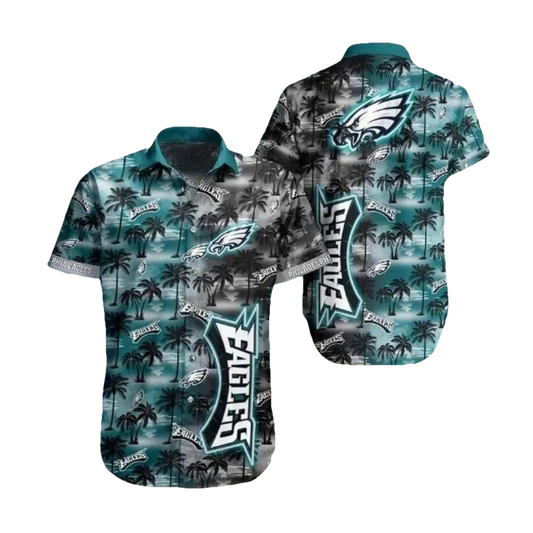 Philadelphia Eagles Midnight Palm Tree Silhouette Hawaiian Shirt - Moonbestprint