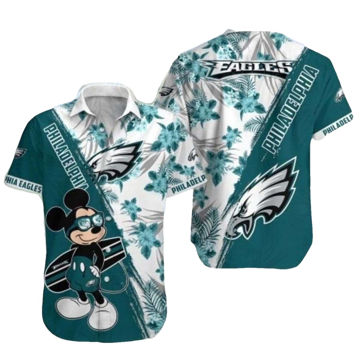 Philadelphia Eagles Mickey Cheerful Character Hawaiian Shirt - Moonbestprint