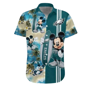 Philadelphia Eagles Mickey Mouse Surfing Hawaiian Shirt - Moonbestprint