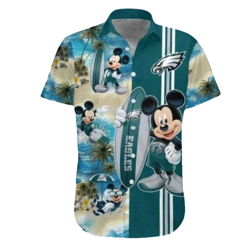 Philadelphia Eagles Mickey Mouse Surfing Hawaiian Shirt - Moonbestprint