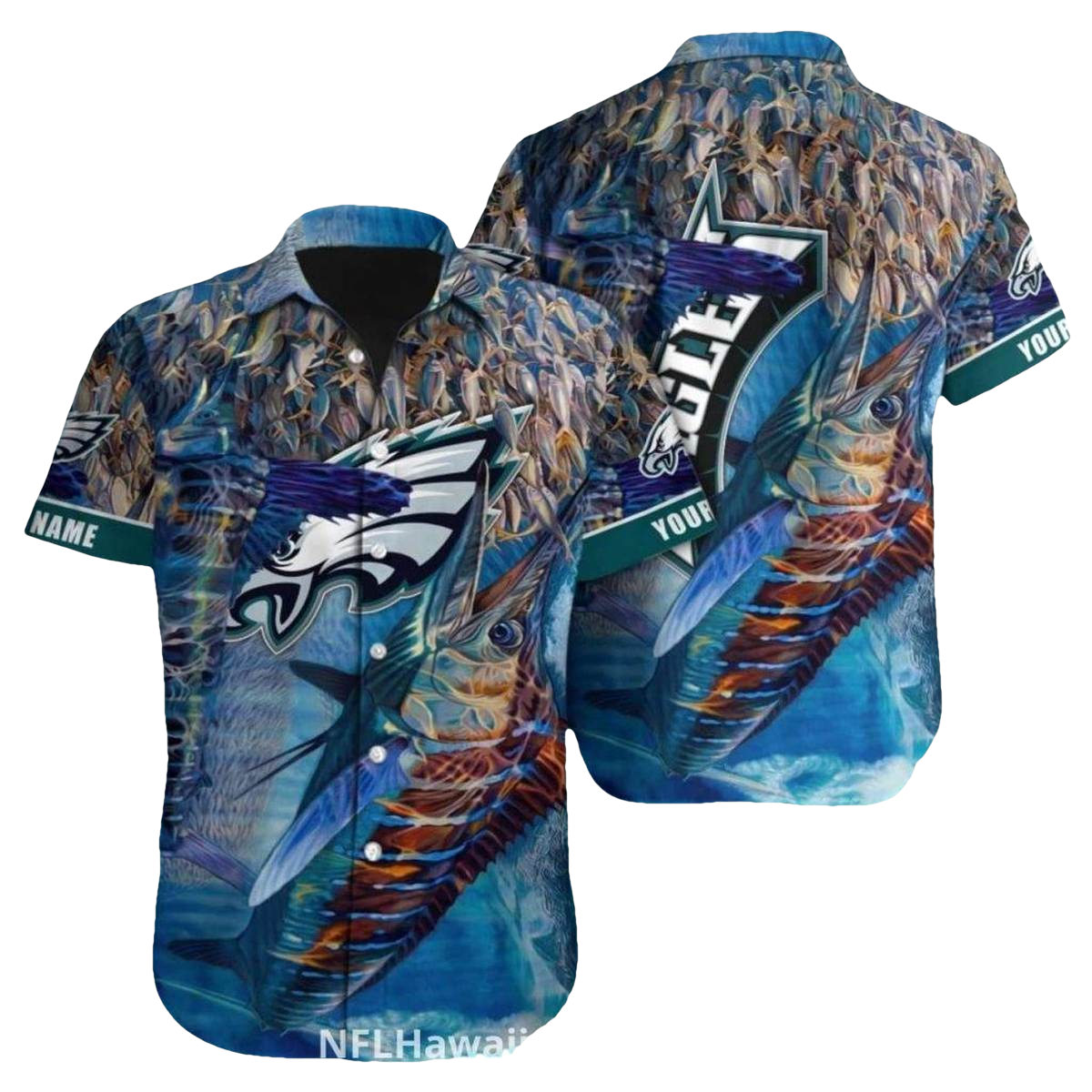 Philadelphia Eagles Marlin Fish Ocean Hawaiian Shirt - Moonbestprint