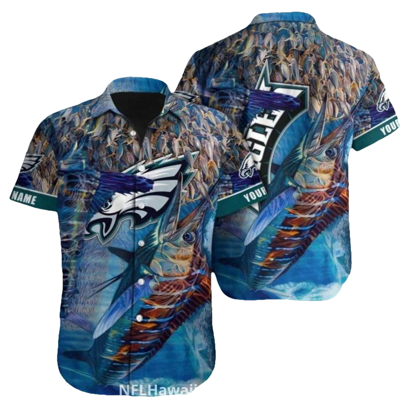 Philadelphia Eagles Marlin Fish Ocean Hawaiian Shirt - Moonbestprint