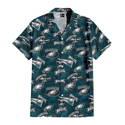 Philadelphia Eagles Logo Collage Hawaiian Shirt - Moonbestprint