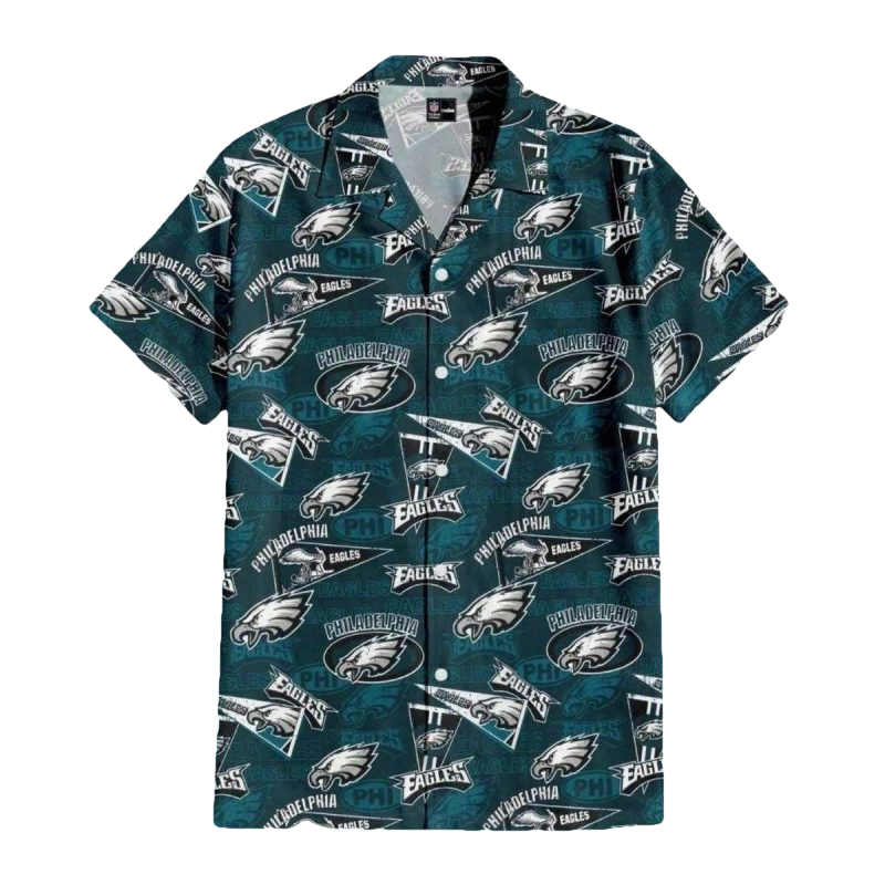 Philadelphia Eagles Logo Collage Hawaiian Shirt - Moonbestprint
