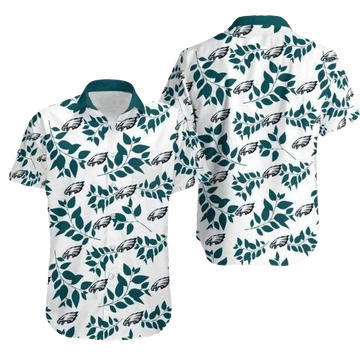 Philadelphia Eagles Logo Leafy Wings Monochrome Hawaiian Shirt - Moonbestprint