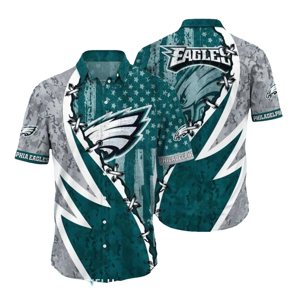 Philadelphia Eagles Intense Storm Barbed Wire Hawaiian Shirt - Moonbestprint