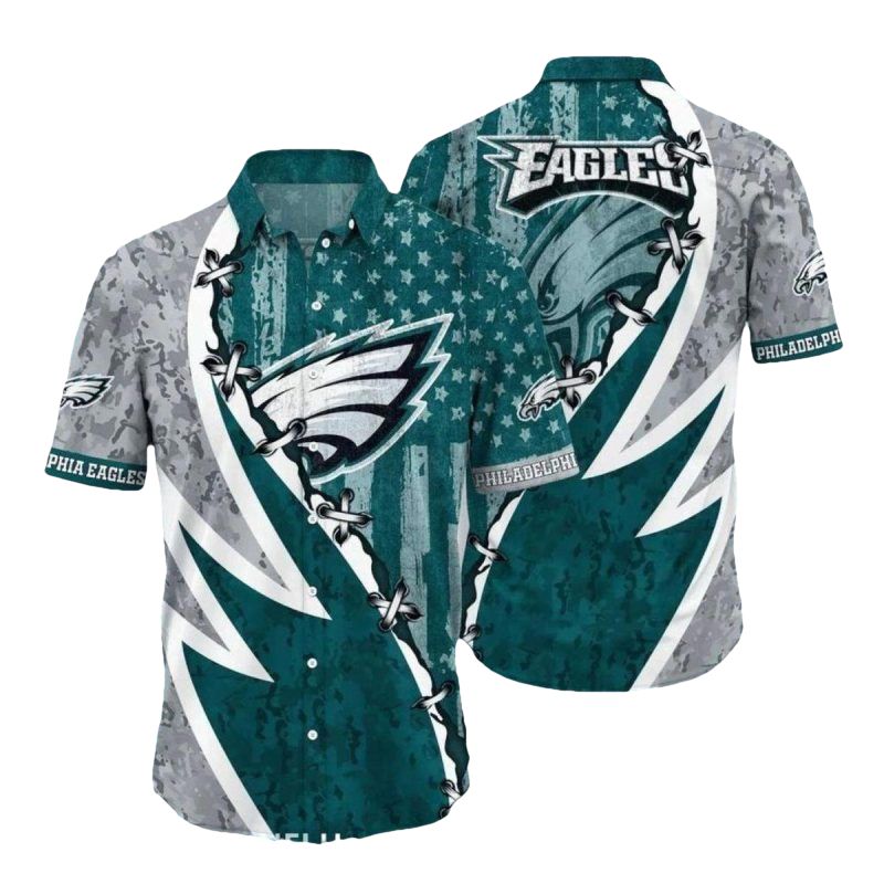 Philadelphia Eagles Intense Storm Barbed Wire Hawaiian Shirt - Moonbestprint