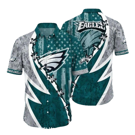 Philadelphia Eagles Intense Storm Barbed Wire Hawaiian Shirt - Moonbestprint