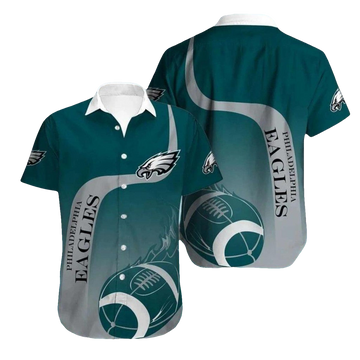 Philadelphia Eagles Gradient Football Ball Flame Hawaiian Shirt - Moonbestprint