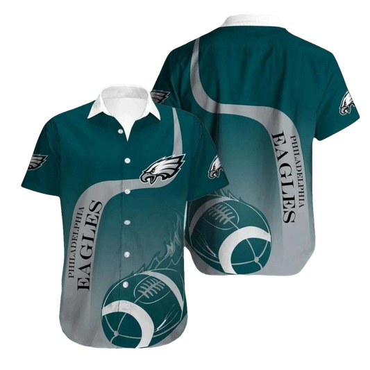 Philadelphia Eagles Gradient Football Ball Flame Hawaiian Shirt - Moonbestprint
