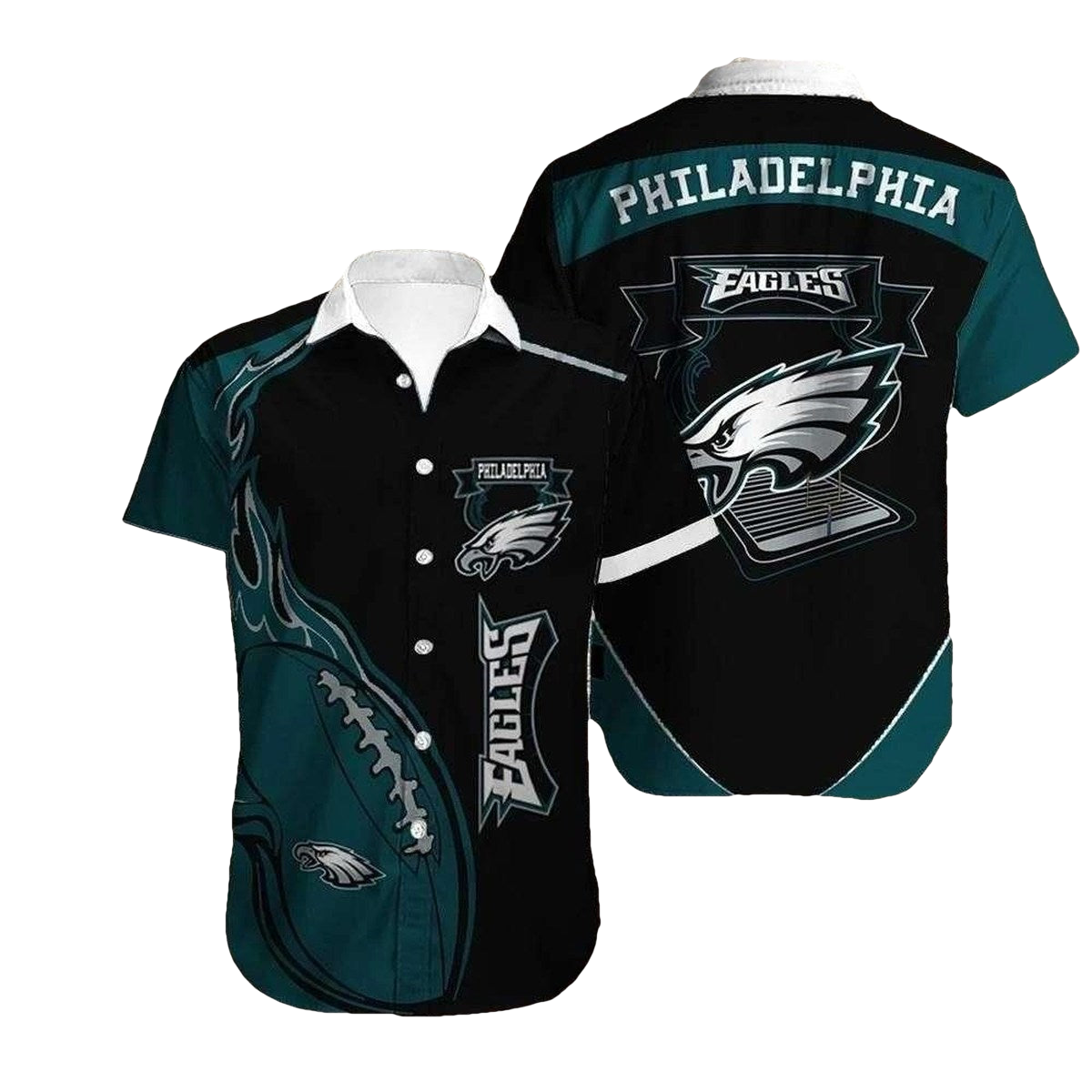 Philadelphia Eagles Game Day Contrast Panel Football Hawaiian Shirt - Moonbestprint