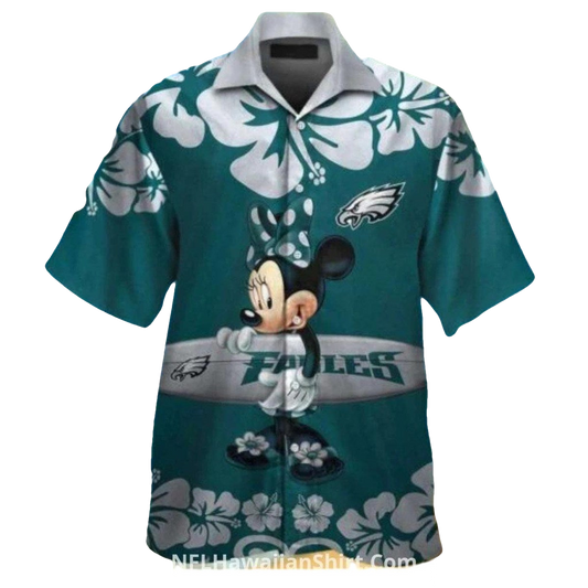 Philadelphia Eagles Floral Minnie Mouse Hawaiian Shirt - Moonbestprint
