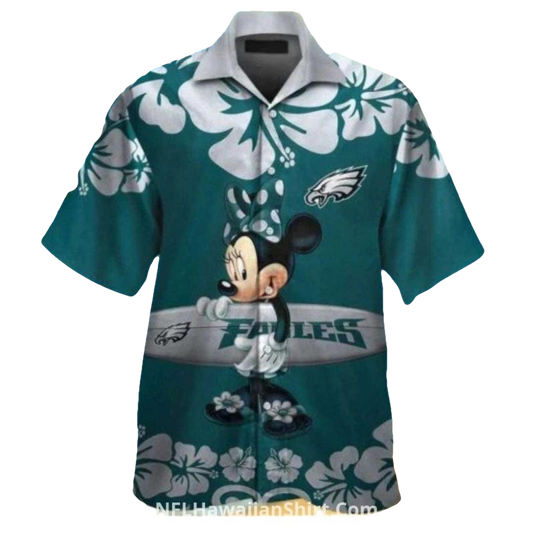 Philadelphia Eagles Floral Minnie Mouse Hawaiian Shirt - Moonbestprint