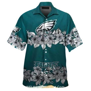 Philadelphia Eagles Floral Hibiscus Pattern Hawaiian Shirt - Moonbestprint