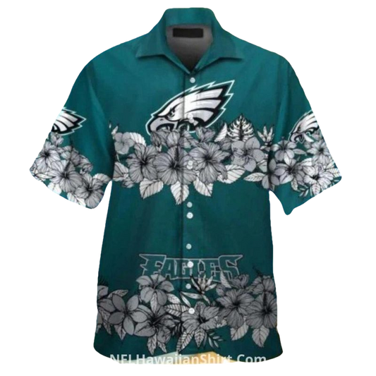 Philadelphia Eagles Floral Hibiscus Pattern Hawaiian Shirt - Moonbestprint