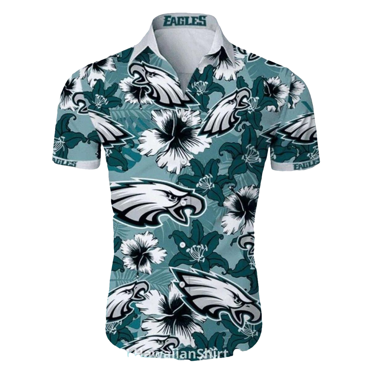 Philadelphia Eagles Floral Hibiscus Green Pattern Hawaiian Shirt - Moonbestprint