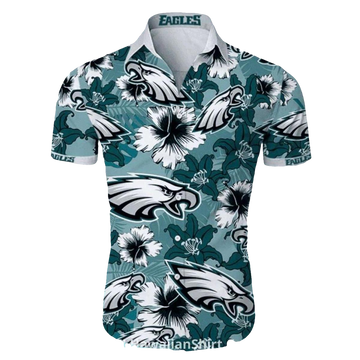 Philadelphia Eagles Floral Hibiscus Green Pattern Hawaiian Shirt - Moonbestprint