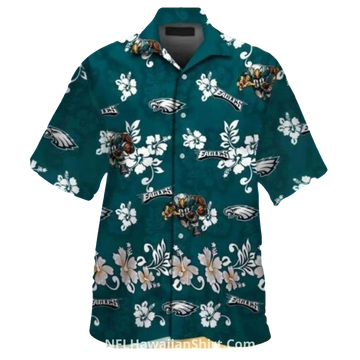 Philadelphia Eagles Floral And Mascot Hawaiian Shirt - Moonbestprint