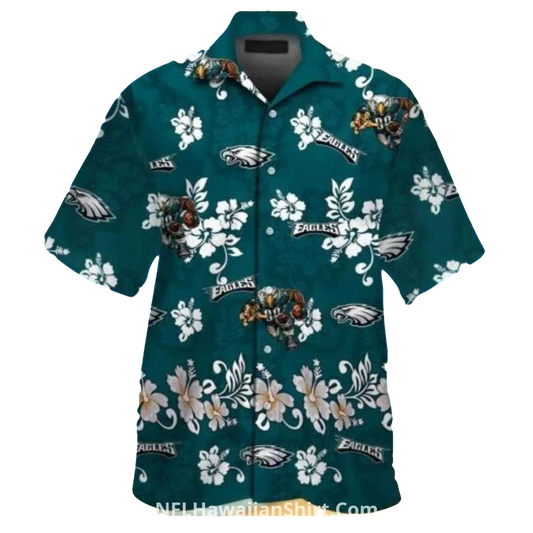 Philadelphia Eagles Floral And Mascot Hawaiian Shirt - Moonbestprint