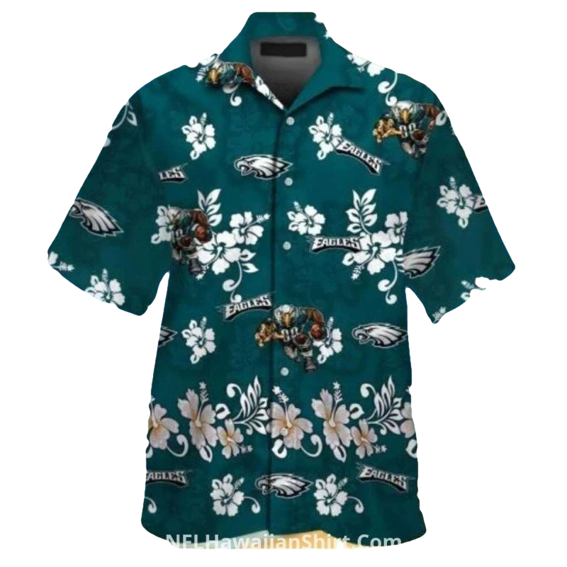 Philadelphia Eagles Floral And Mascot Hawaiian Shirt - Moonbestprint