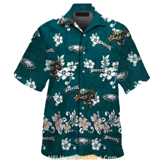 Philadelphia Eagles Floral And Mascot Hawaiian Shirt - Moonbestprint
