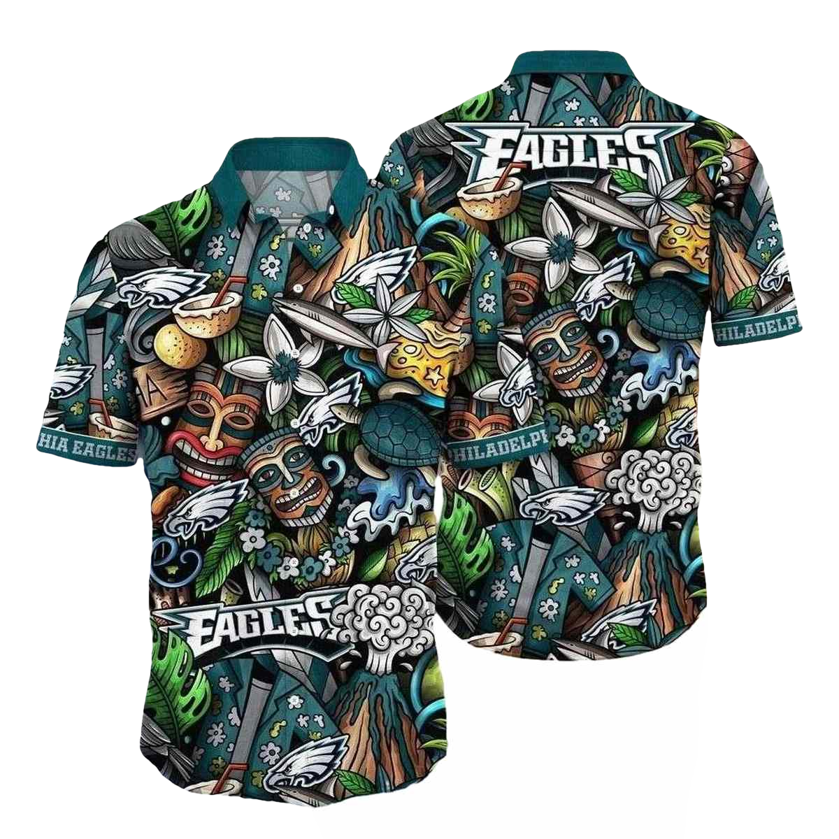 Philadelphia Eagles Eagles Tribal Pride In Midnight Green Hawaiian Shirt - Moonbestprint