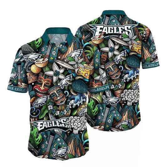 Philadelphia Eagles Eagles Tribal Pride In Midnight Green Hawaiian Shirt - Moonbestprint