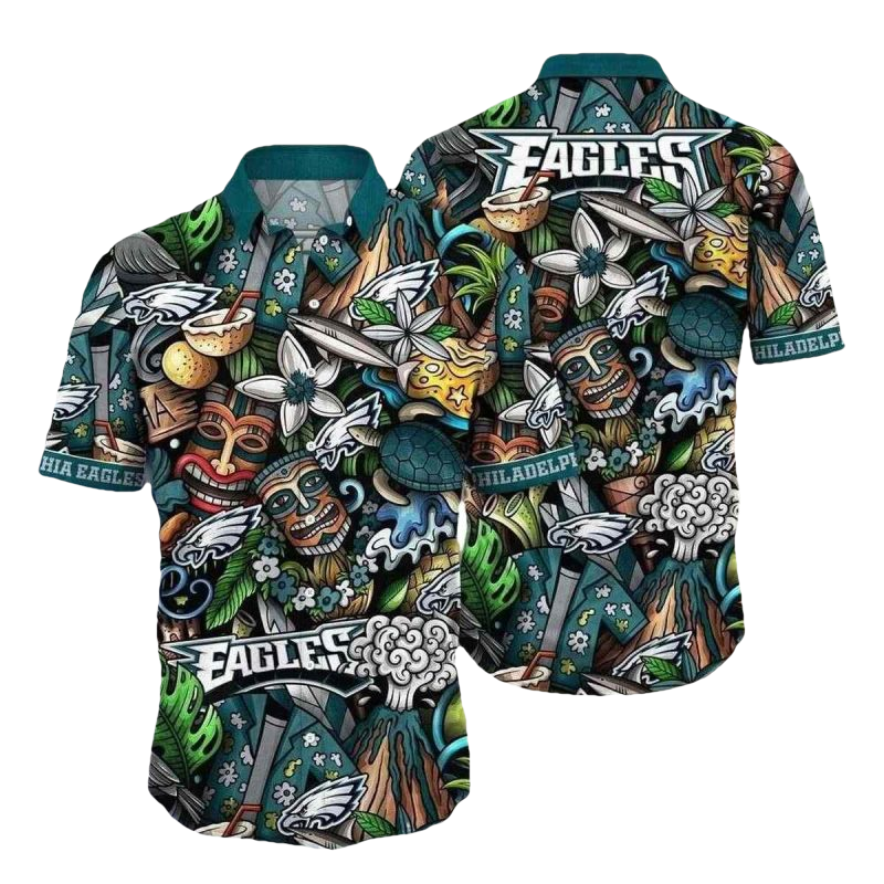 Philadelphia Eagles Eagles Tribal Pride In Midnight Green Hawaiian Shirt - Moonbestprint