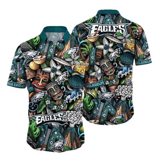 Philadelphia Eagles Eagles Tribal Pride In Midnight Green Hawaiian Shirt - Moonbestprint