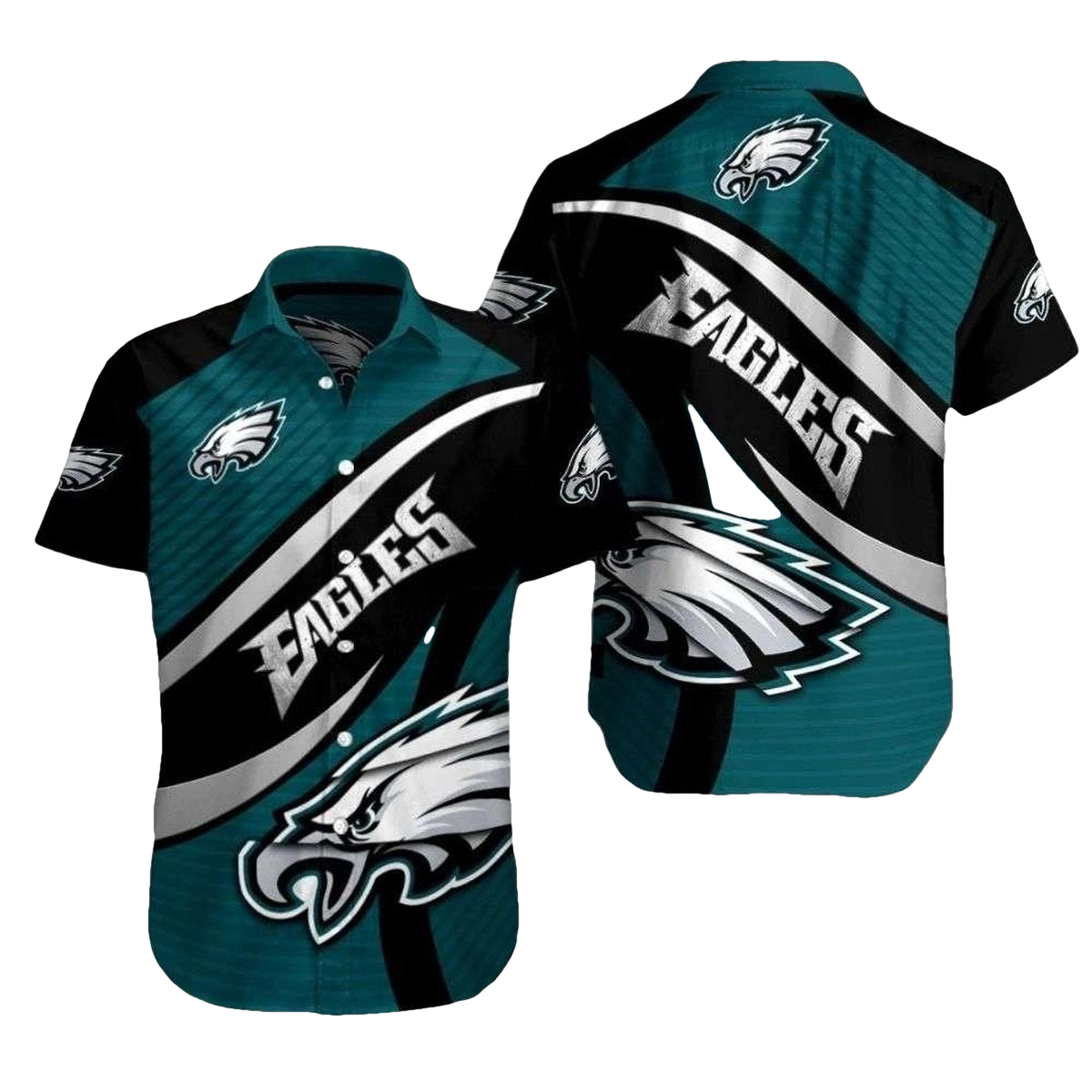 Philadelphia Eagles Dynamic Feathered Flight Teal Surge Hawaiian Shirt - Moonbestprint
