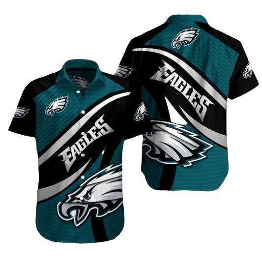 Philadelphia Eagles Dynamic Feathered Flight Teal Surge Hawaiian Shirt - Moonbestprint