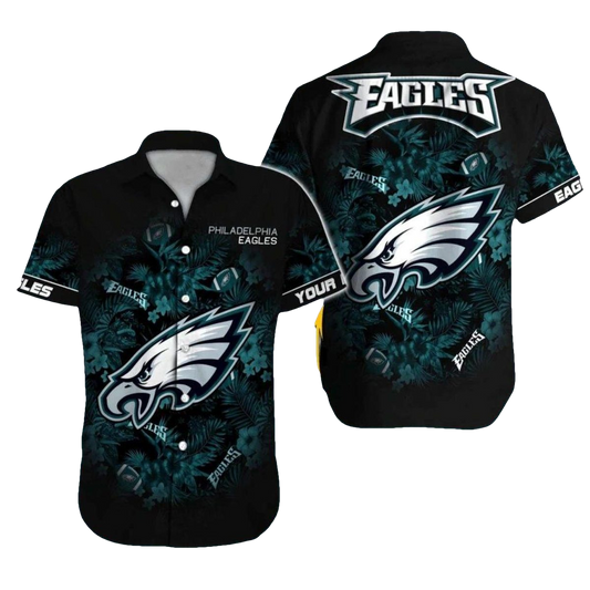 Philadelphia Eagles Dark Jungle And Logo Hawaiian Shirt - Moonbestprint